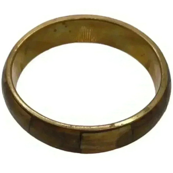 Gara Danielle Brass & Wood Look Bangle Bracelet & Turquoise Bead Bracelet Set - Picture 5 of 5